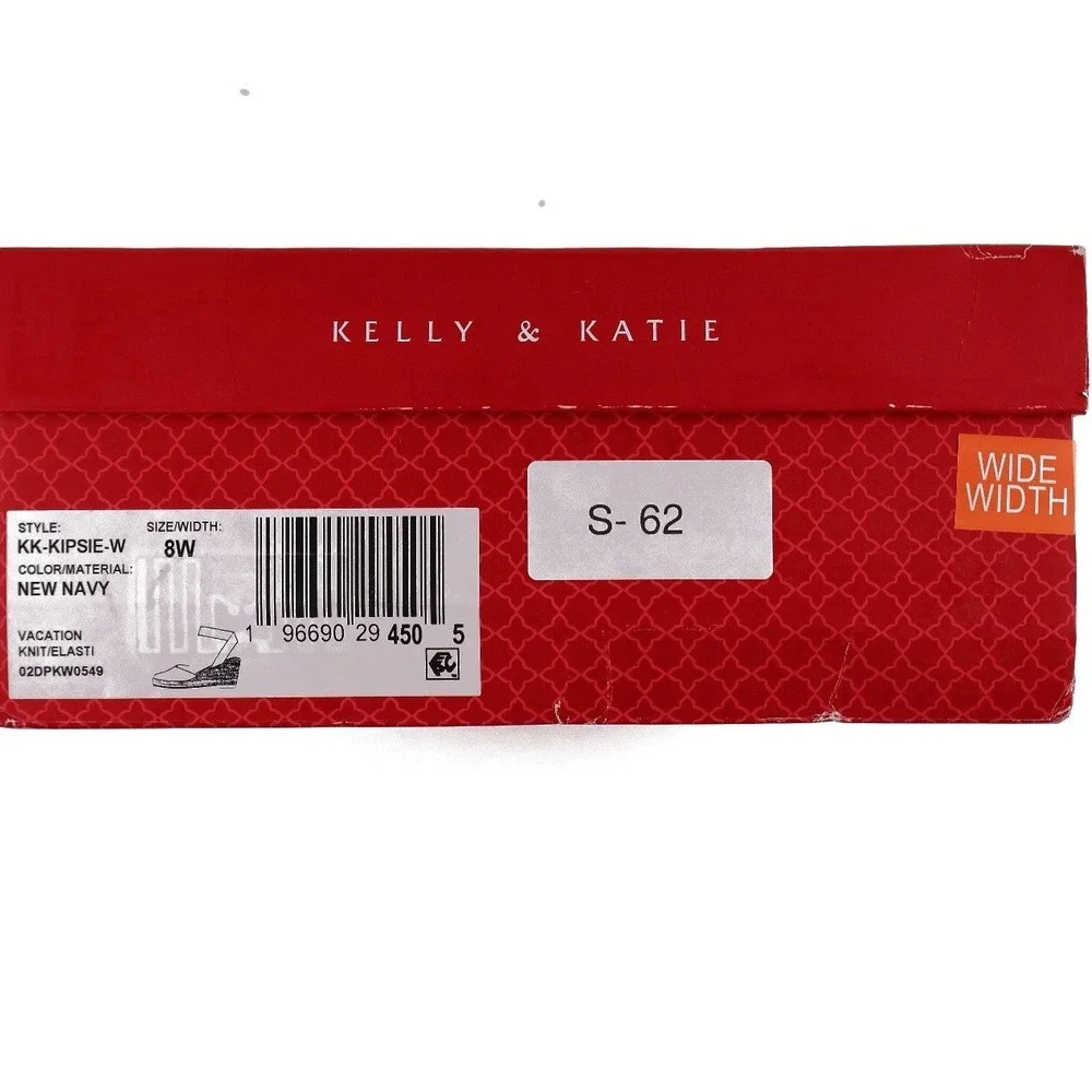 Kelly & Katie Espadrille Wedge Kipsie Navy Blue Knit Size 8W NEW